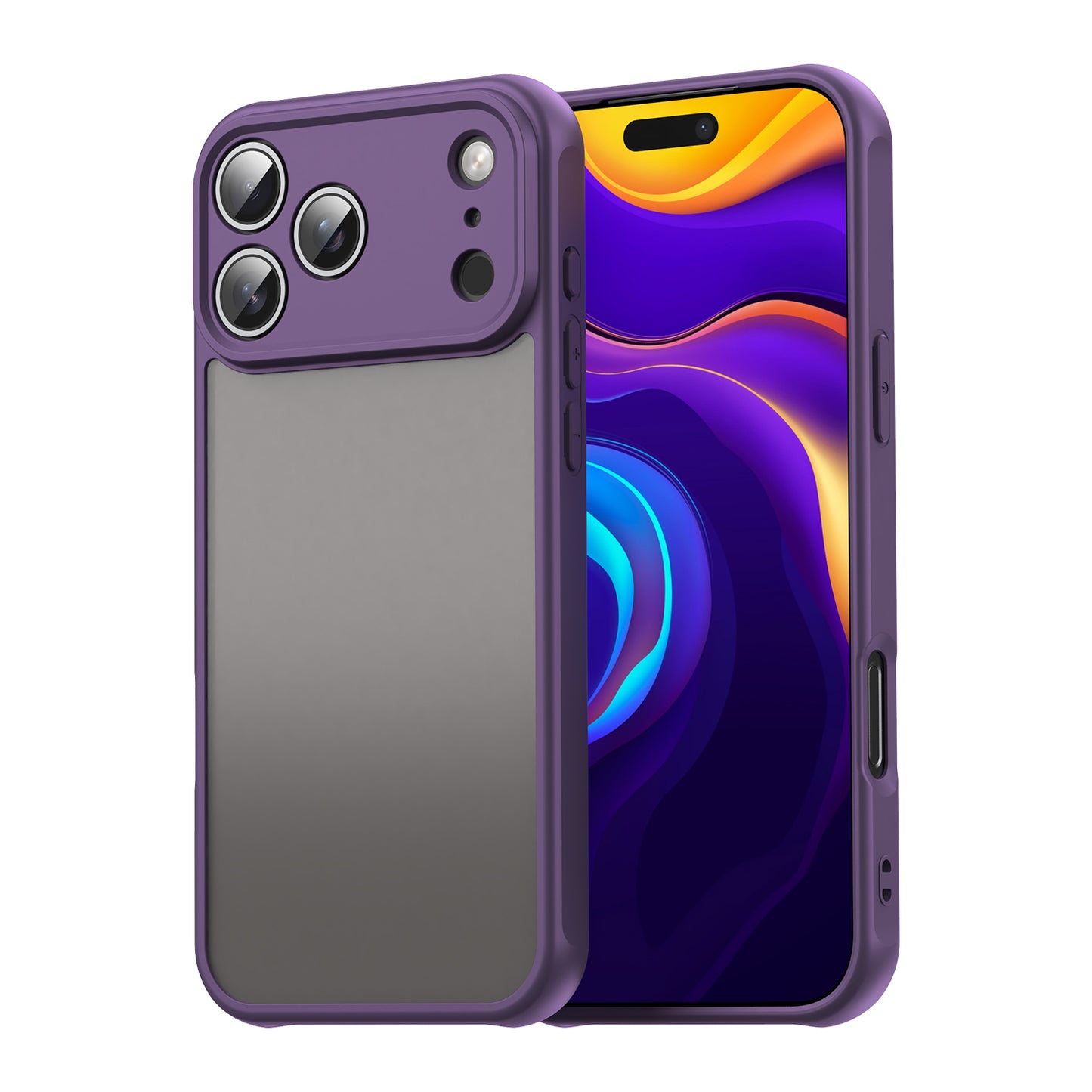 For iPhone 17 Pro Max Case with Screen Film WANLONFENG FD Series Skin Touch TPU PC Phone Back Cover - Purple