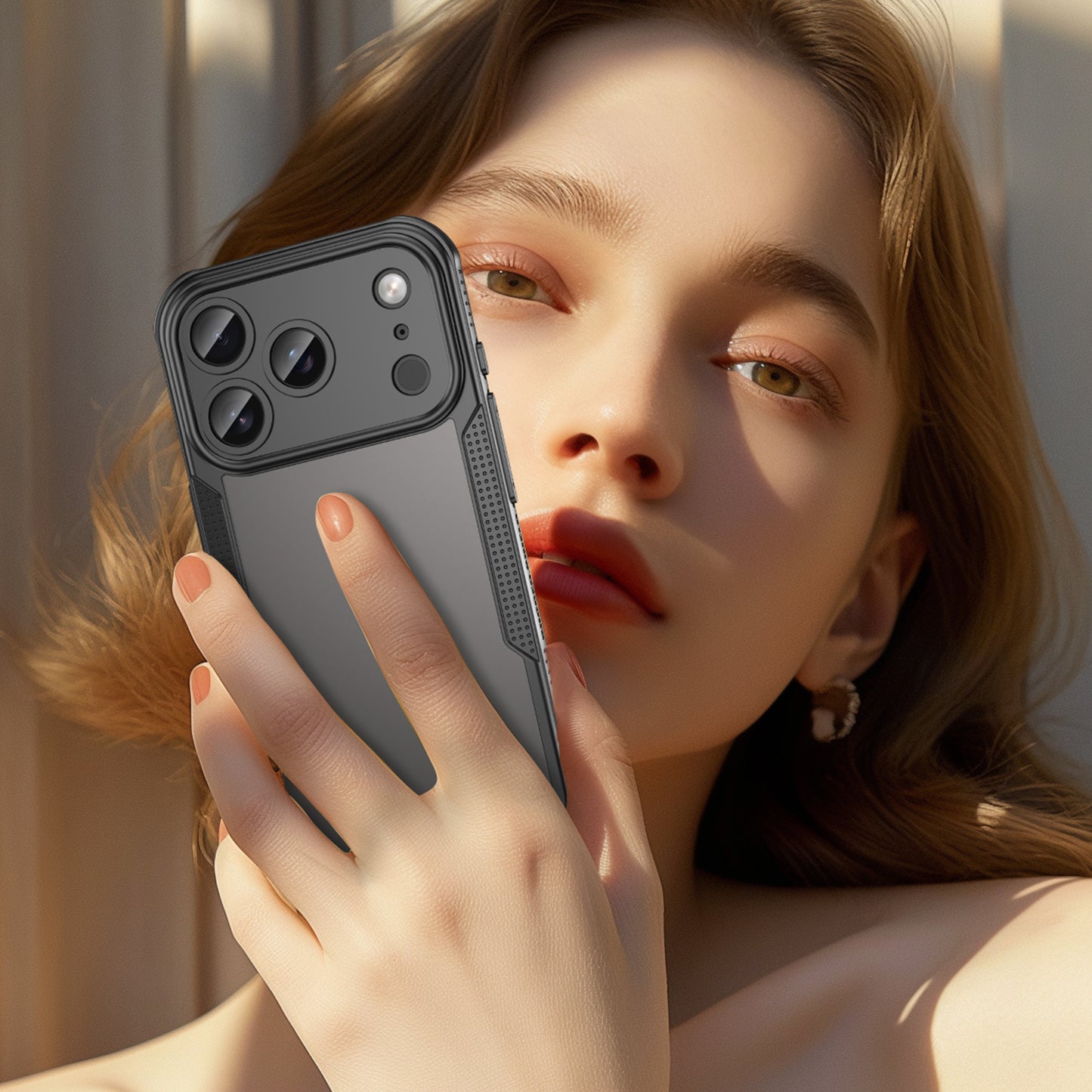 For iPhone 17 Pro Max Case WANLONFENG MFFJ Series Anti Drop TPU Phone Back Cover with Screen Film - Black