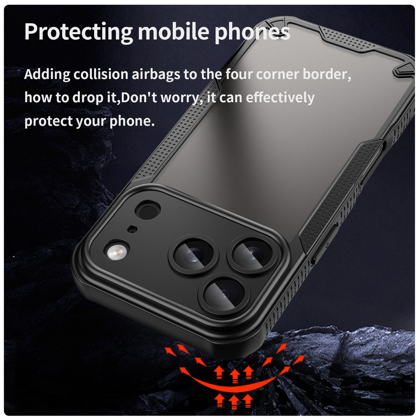 For iPhone 17 Pro Max Case WANLONFENG MFFJ Series Anti Drop TPU Phone Back Cover with Screen Film - Black