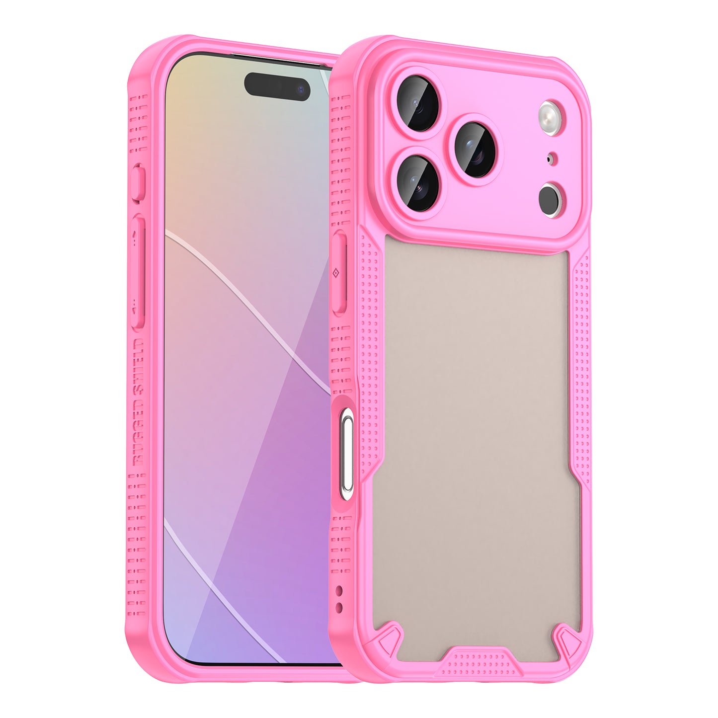 For iPhone 17 Pro Max Case WANLONFENG MFFJ Series Anti Drop TPU Phone Back Cover with Screen Film - Pink