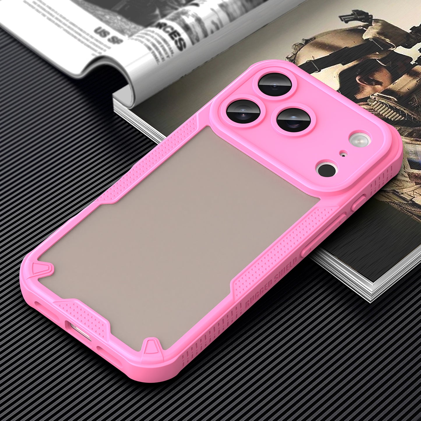 For iPhone 17 Pro Max Case WANLONFENG MFFJ Series Anti Drop TPU Phone Back Cover with Screen Film - Pink