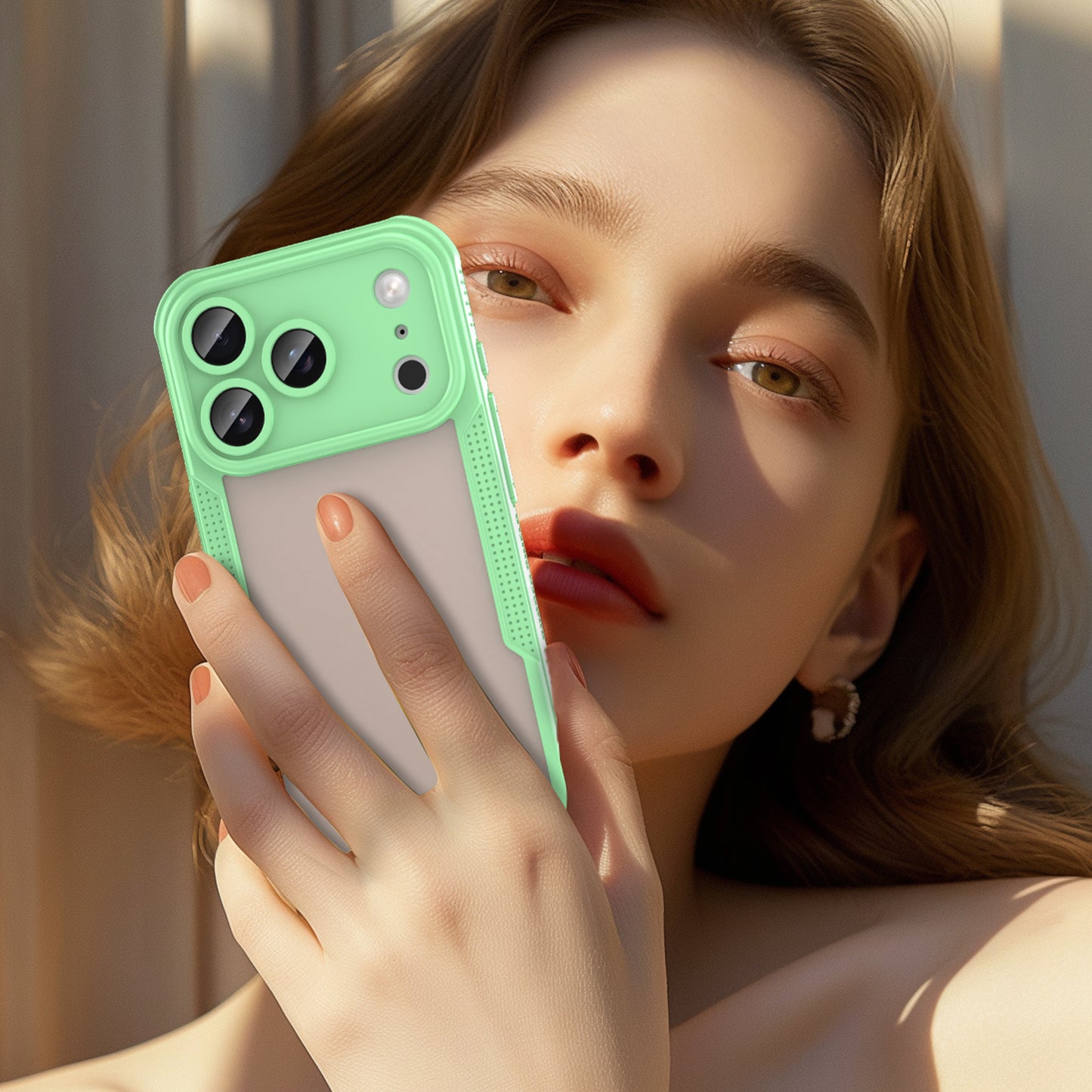 For iPhone 17 Pro Max Case WANLONFENG MFFJ Series Anti Drop TPU Phone Back Cover with Screen Film - Green