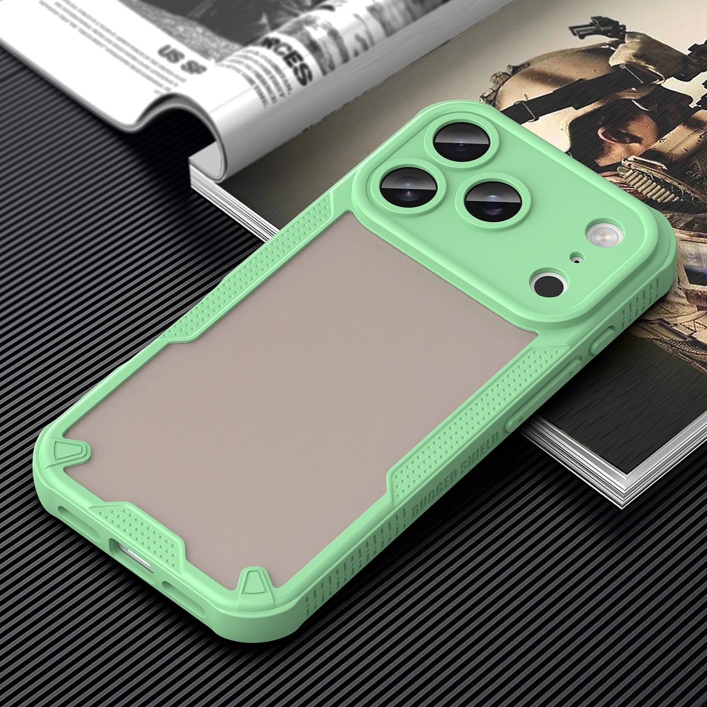 For iPhone 17 Pro Max Case WANLONFENG MFFJ Series Anti Drop TPU Phone Back Cover with Screen Film - Green