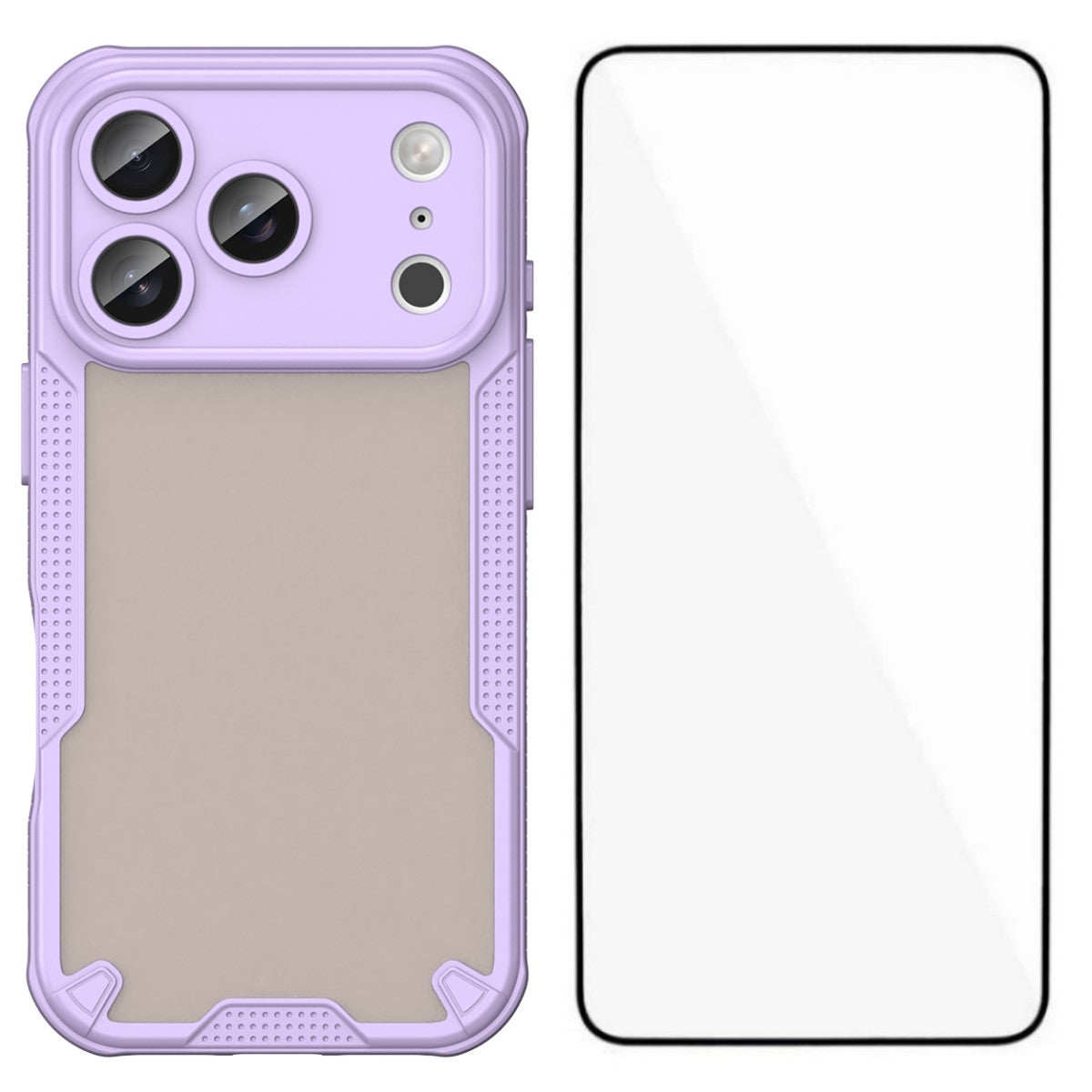 For iPhone 17 Pro Max Case WANLONFENG MFFJ Series Anti Drop TPU Phone Back Cover with Screen Film - Purple