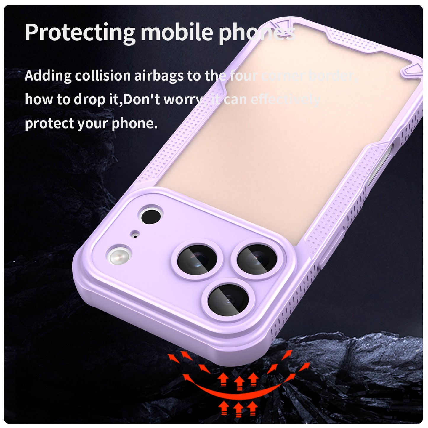 For iPhone 17 Pro Max Case WANLONFENG MFFJ Series Anti Drop TPU Phone Back Cover with Screen Film - Purple