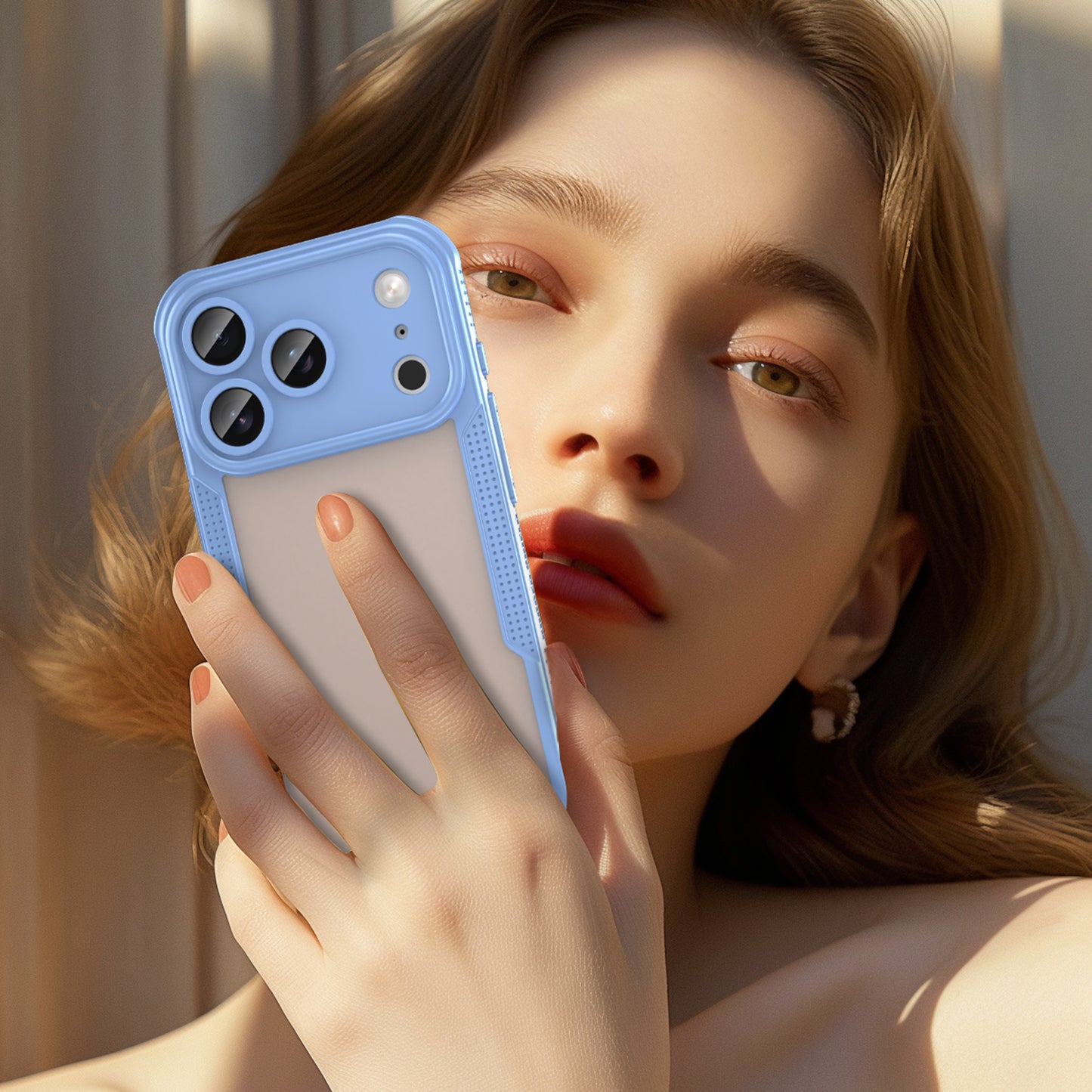 For iPhone 17 Pro Max Case WANLONFENG MFFJ Series Anti Drop TPU Phone Back Cover with Screen Film - Blue