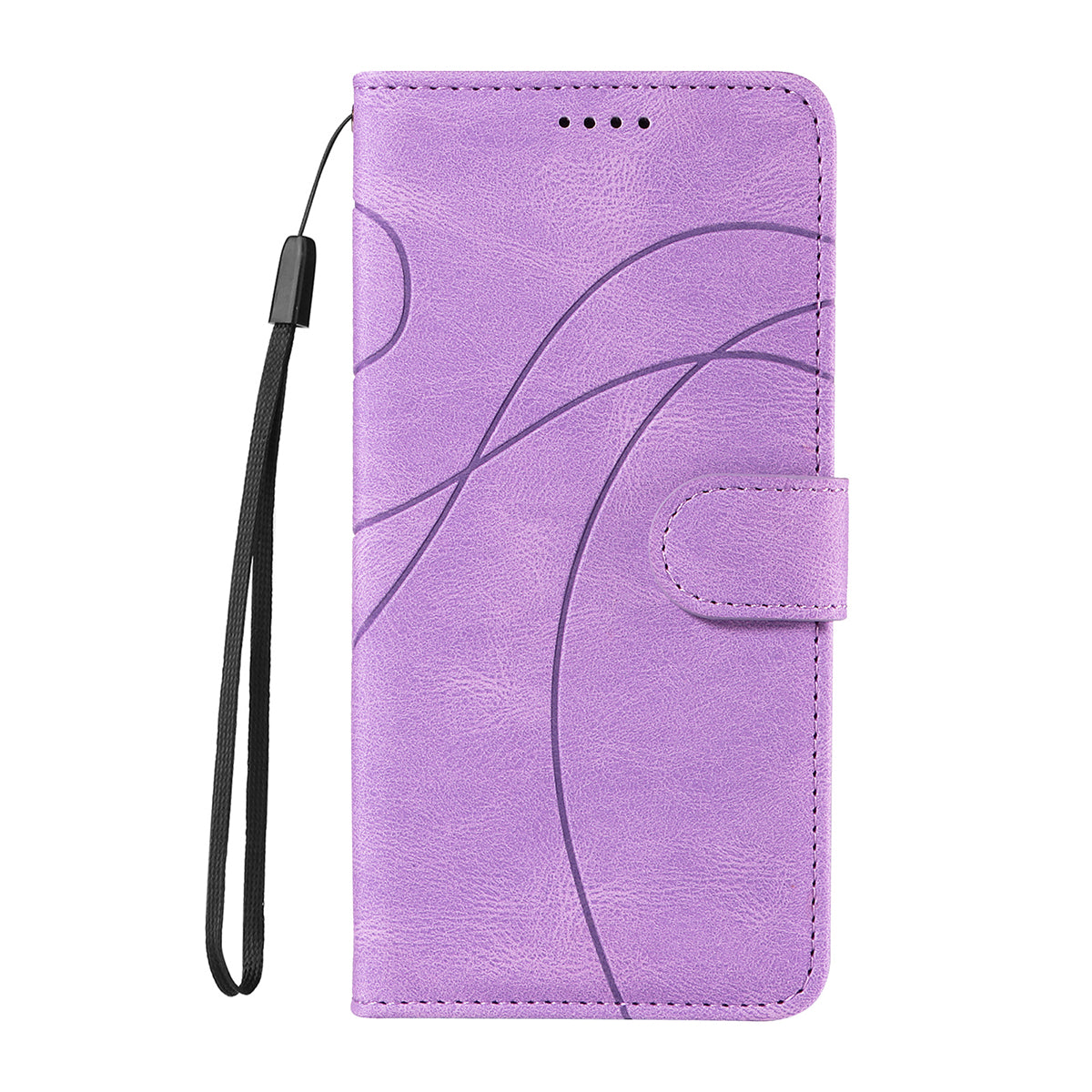 For Oppo Reno14 Pro 5G (China) / Oppo Reno14 Pro 5G (Global) Wallet Case Leather Phone Cover Stand with Curved Line Design - Light Purple