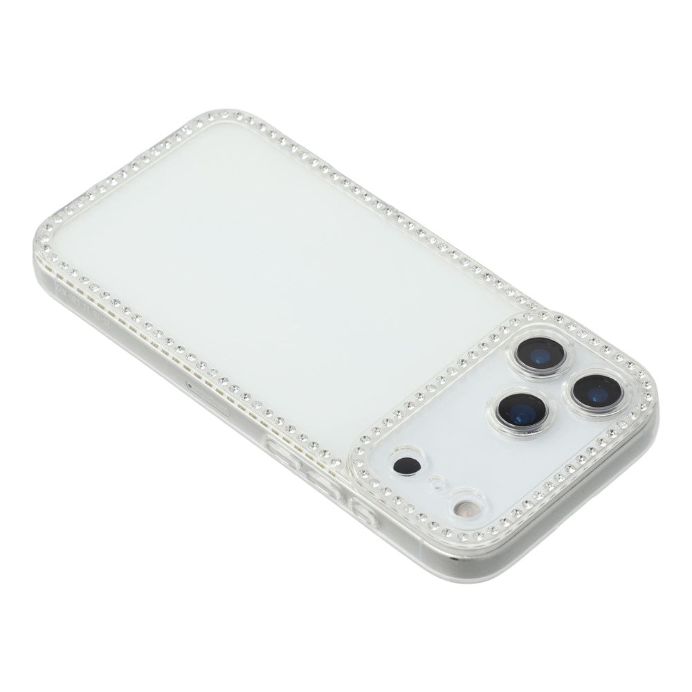 For iPhone 17 Pro Max TPU Case Rhinestone Decor Clear Phone Back Cover, Precise Cutout