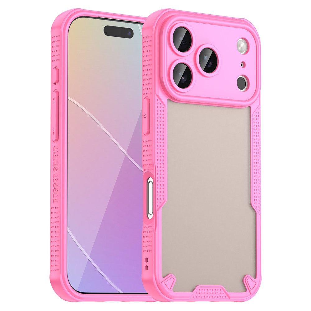 For iPhone 17 Pro Max Case PC + TPU Semi-Transparent Frosted Finish Protective Phone Cover - Pink