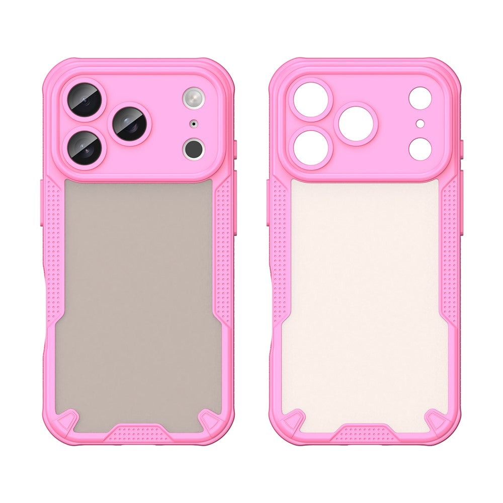For iPhone 17 Pro Max Case PC + TPU Semi-Transparent Frosted Finish Protective Phone Cover - Pink