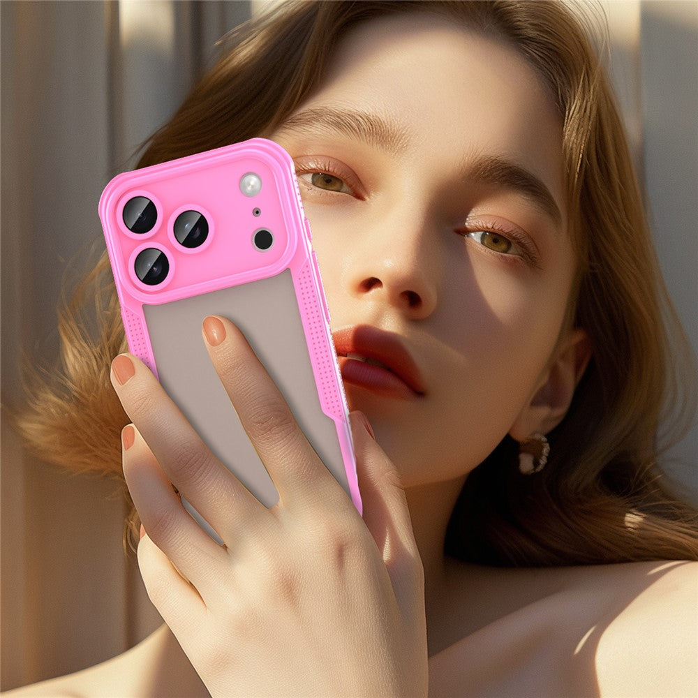 For iPhone 17 Pro Max Case PC + TPU Semi-Transparent Frosted Finish Protective Phone Cover - Pink