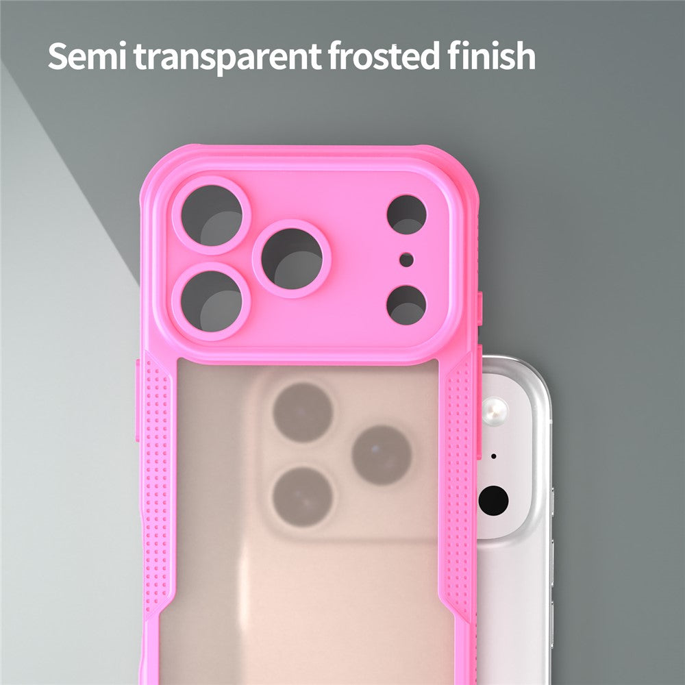 For iPhone 17 Pro Max Case PC + TPU Semi-Transparent Frosted Finish Protective Phone Cover - Pink