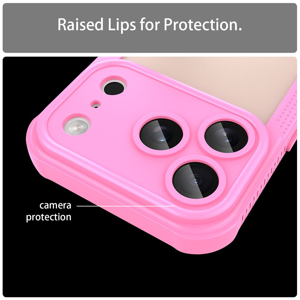 For iPhone 17 Pro Max Case PC + TPU Semi-Transparent Frosted Finish Protective Phone Cover - Pink