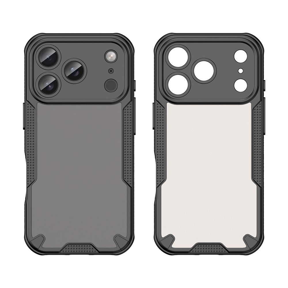 For iPhone 17 Pro Max Case PC + TPU Semi-Transparent Frosted Finish Protective Phone Cover - Black