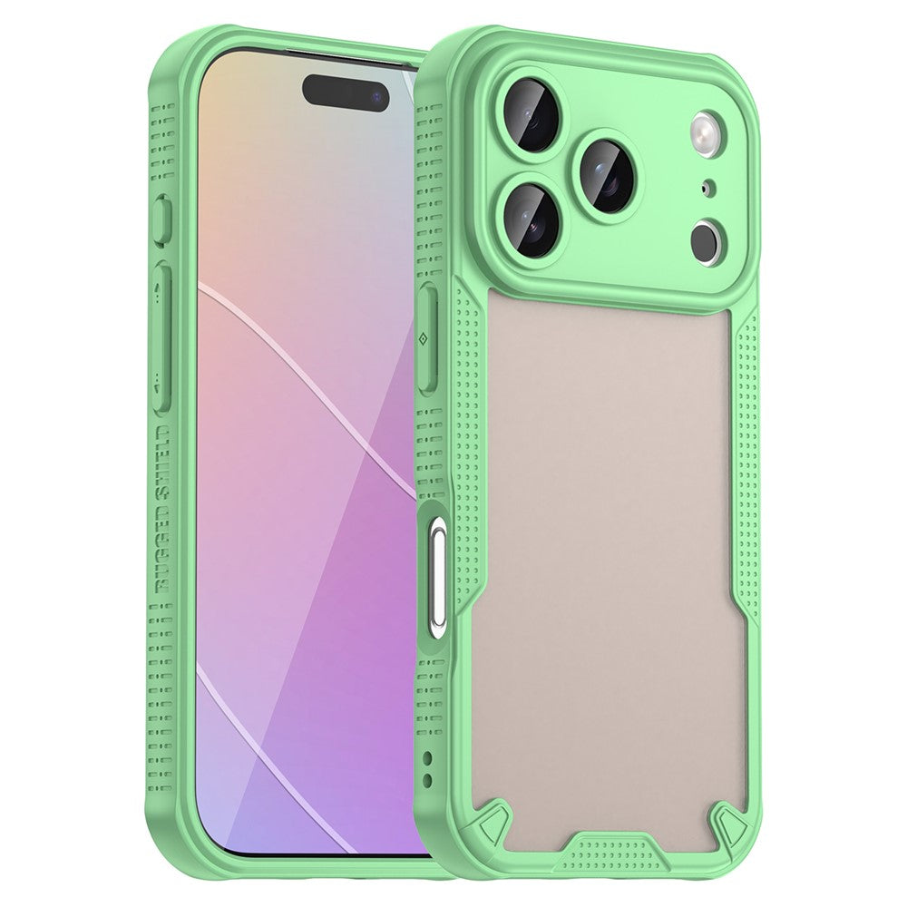 For iPhone 17 Pro Max Case PC + TPU Semi-Transparent Frosted Finish Protective Phone Cover - Green