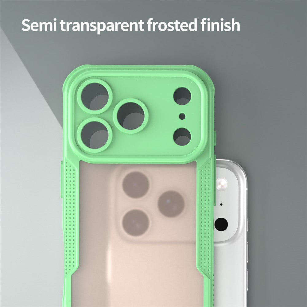 For iPhone 17 Pro Max Case PC + TPU Semi-Transparent Frosted Finish Protective Phone Cover - Green