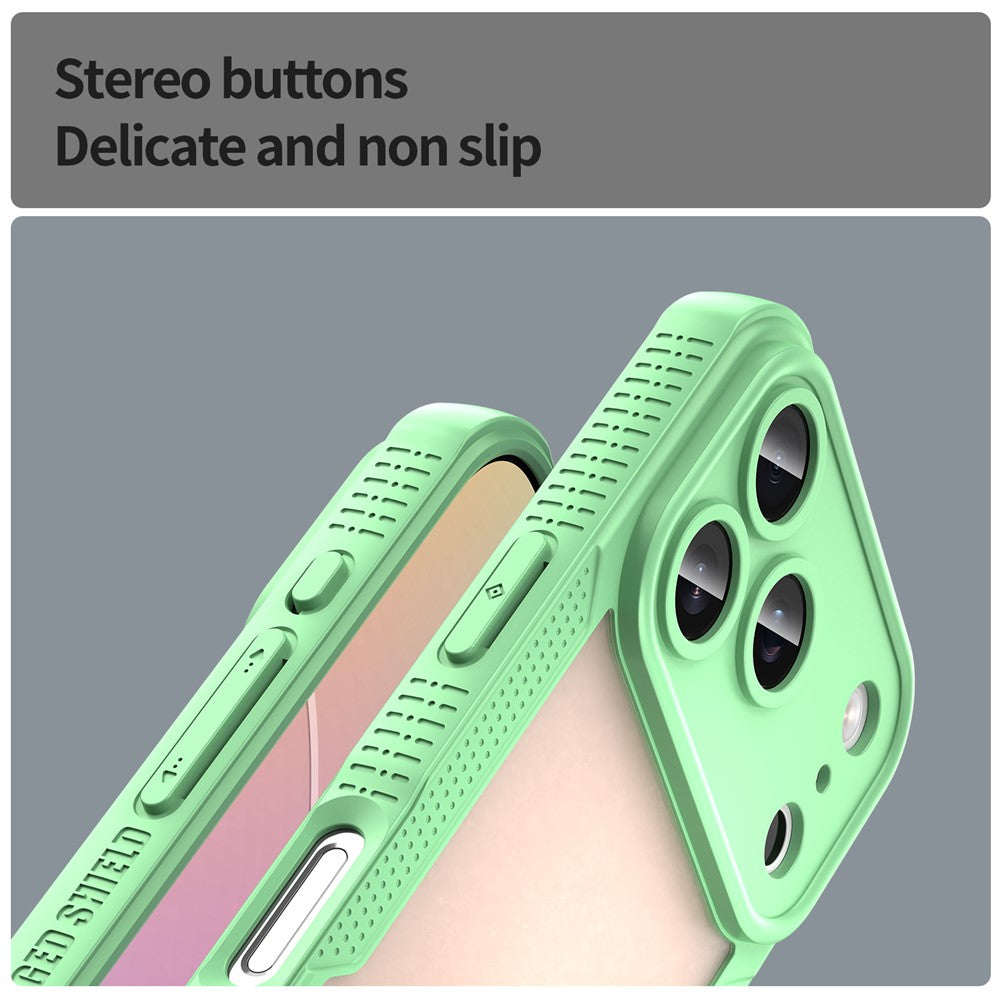 For iPhone 17 Pro Max Case PC + TPU Semi-Transparent Frosted Finish Protective Phone Cover - Green