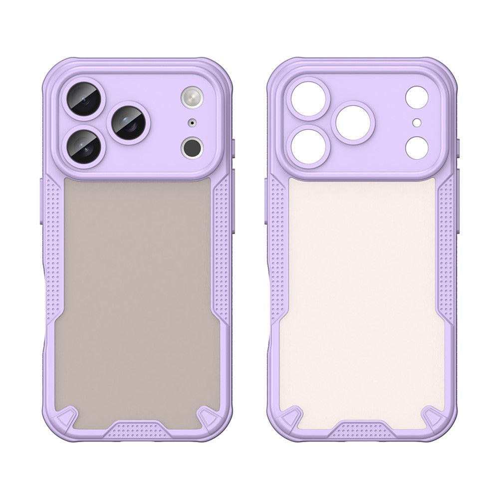 For iPhone 17 Pro Max Case PC + TPU Semi-Transparent Frosted Finish Protective Phone Cover - Purple