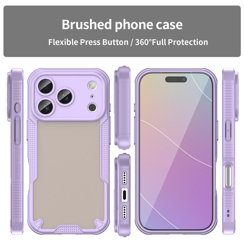 For iPhone 17 Pro Max Case PC + TPU Semi-Transparent Frosted Finish Protective Phone Cover - Purple
