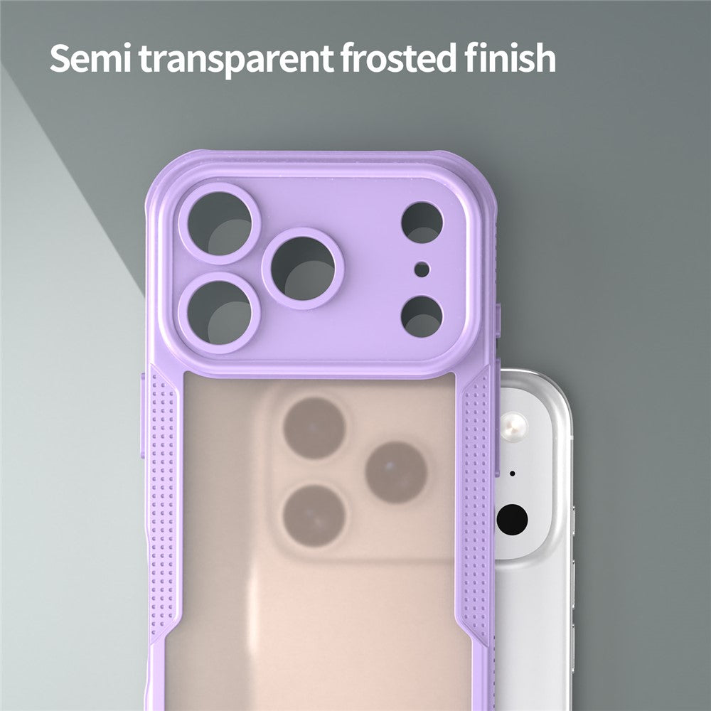 For iPhone 17 Pro Max Case PC + TPU Semi-Transparent Frosted Finish Protective Phone Cover - Purple