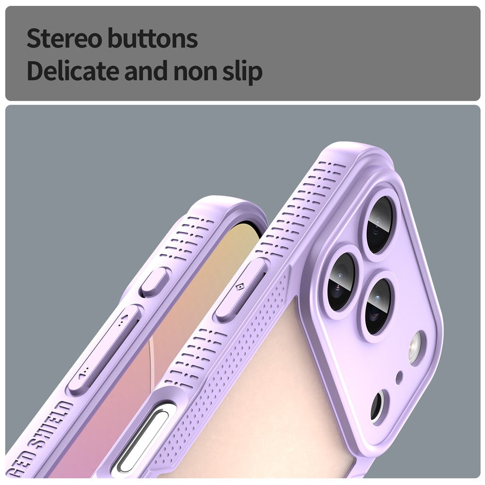 For iPhone 17 Pro Max Case PC + TPU Semi-Transparent Frosted Finish Protective Phone Cover - Purple