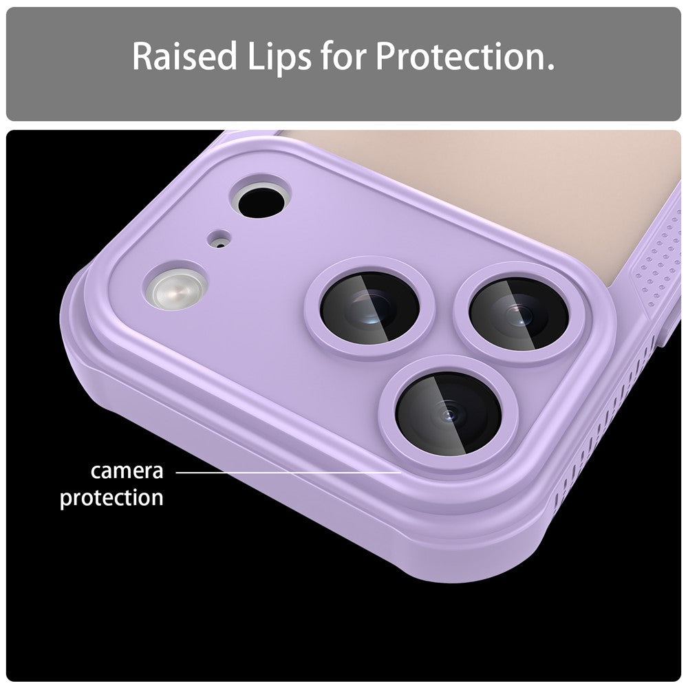 For iPhone 17 Pro Max Case PC + TPU Semi-Transparent Frosted Finish Protective Phone Cover - Purple