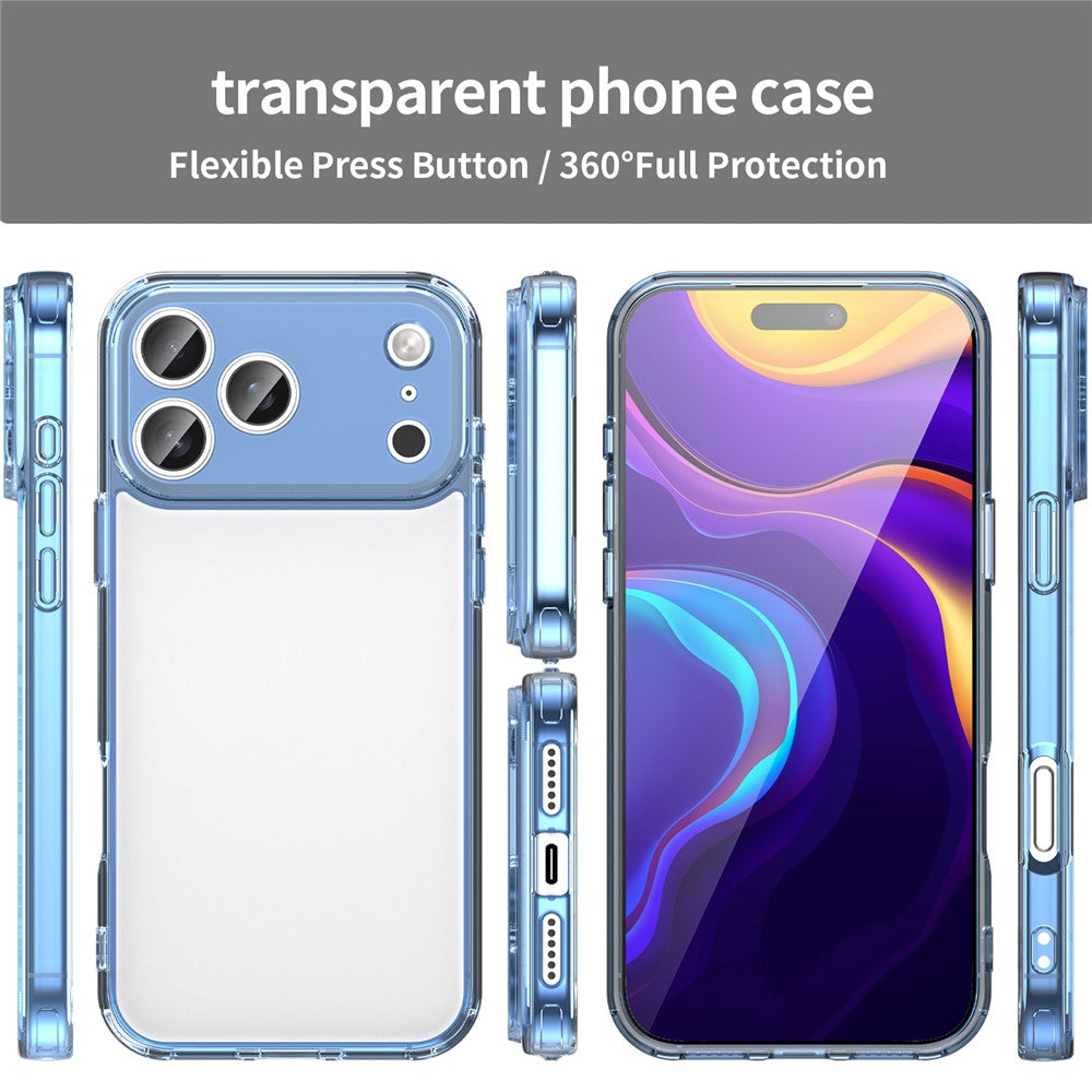 For iPhone 17 Pro Max Case TPU + Acrylic Phone Back Cover Anti Yellowing - Blue