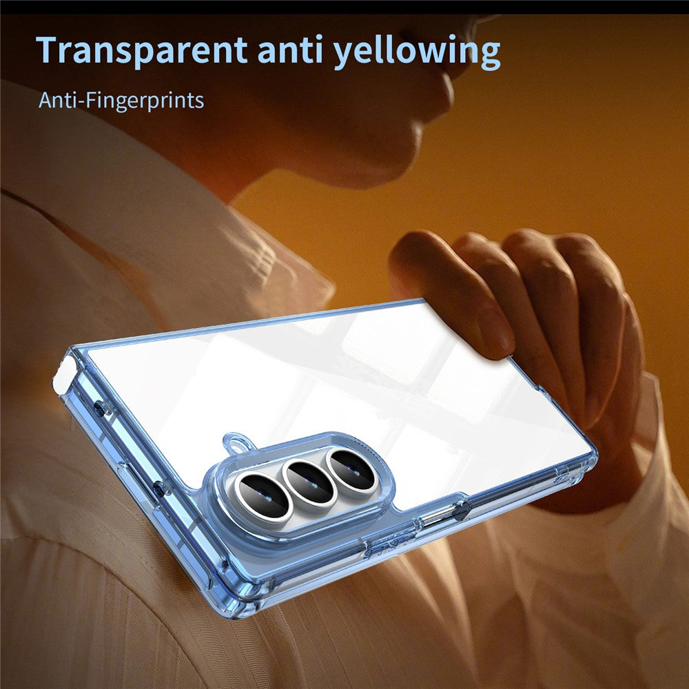 For Samsung Galaxy Z Fold7 5G Case TPU + Acrylic Phone Back Cover Anti Yellowing - Blue