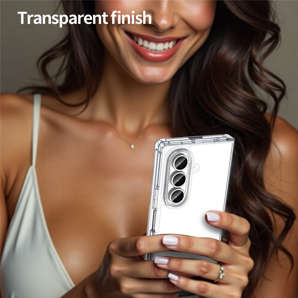 For Samsung Galaxy Z Fold7 5G Case TPU + Acrylic Phone Back Cover Anti Yellowing - Transparent