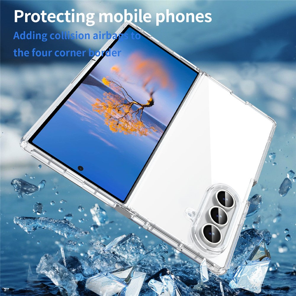 For Samsung Galaxy Z Fold7 5G Case TPU + Acrylic Phone Back Cover Anti Yellowing - Transparent