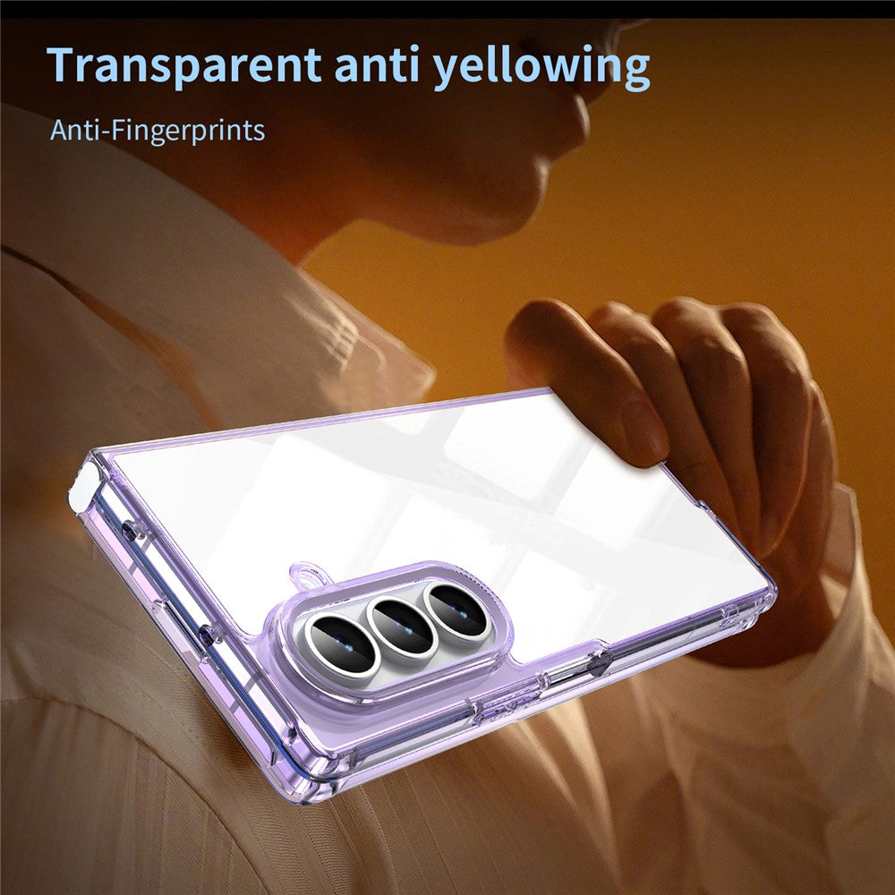 For Samsung Galaxy Z Fold7 5G Case TPU + Acrylic Phone Back Cover Anti Yellowing - Purple