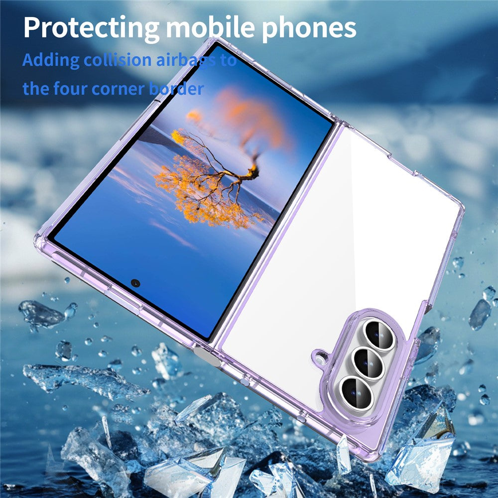 For Samsung Galaxy Z Fold7 5G Case TPU + Acrylic Phone Back Cover Anti Yellowing - Purple