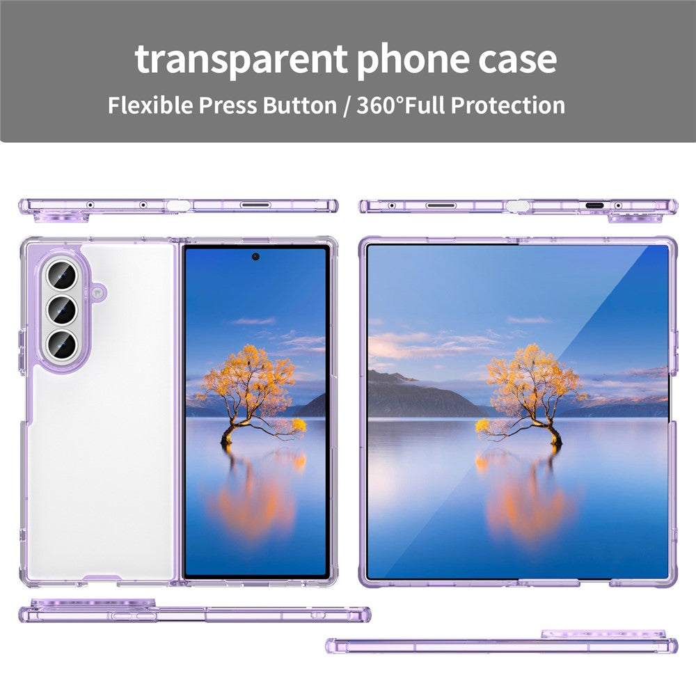 For Samsung Galaxy Z Fold7 5G Case TPU + Acrylic Phone Back Cover Anti Yellowing - Purple