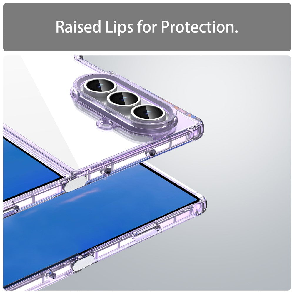 For Samsung Galaxy Z Fold7 5G Case TPU + Acrylic Phone Back Cover Anti Yellowing - Purple