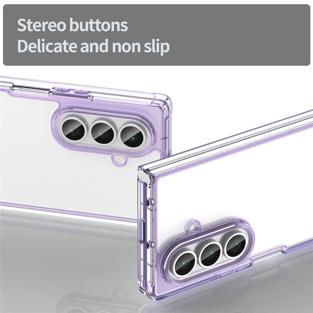 For Samsung Galaxy Z Fold7 5G Case TPU + Acrylic Phone Back Cover Anti Yellowing - Purple