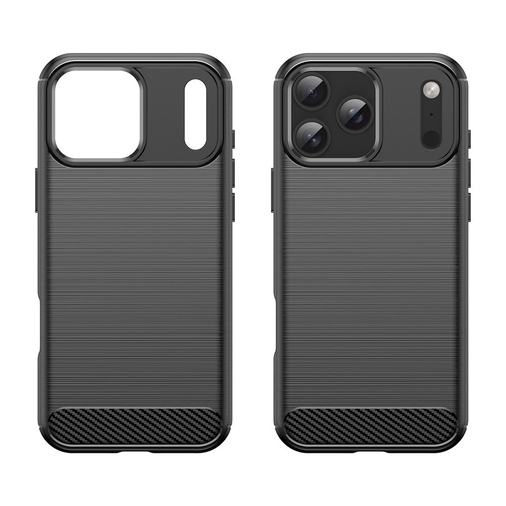 For iPhone 17 Pro Max Case Protective Phone Cover Carbon Fiber Texture Brushed - Black