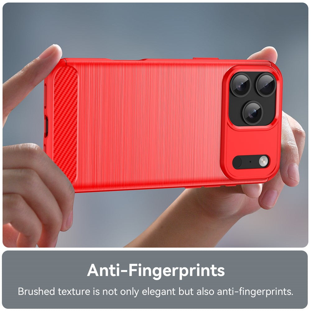 For iPhone 17 Pro Max Case Protective Phone Cover Carbon Fiber Texture Brushed - Red