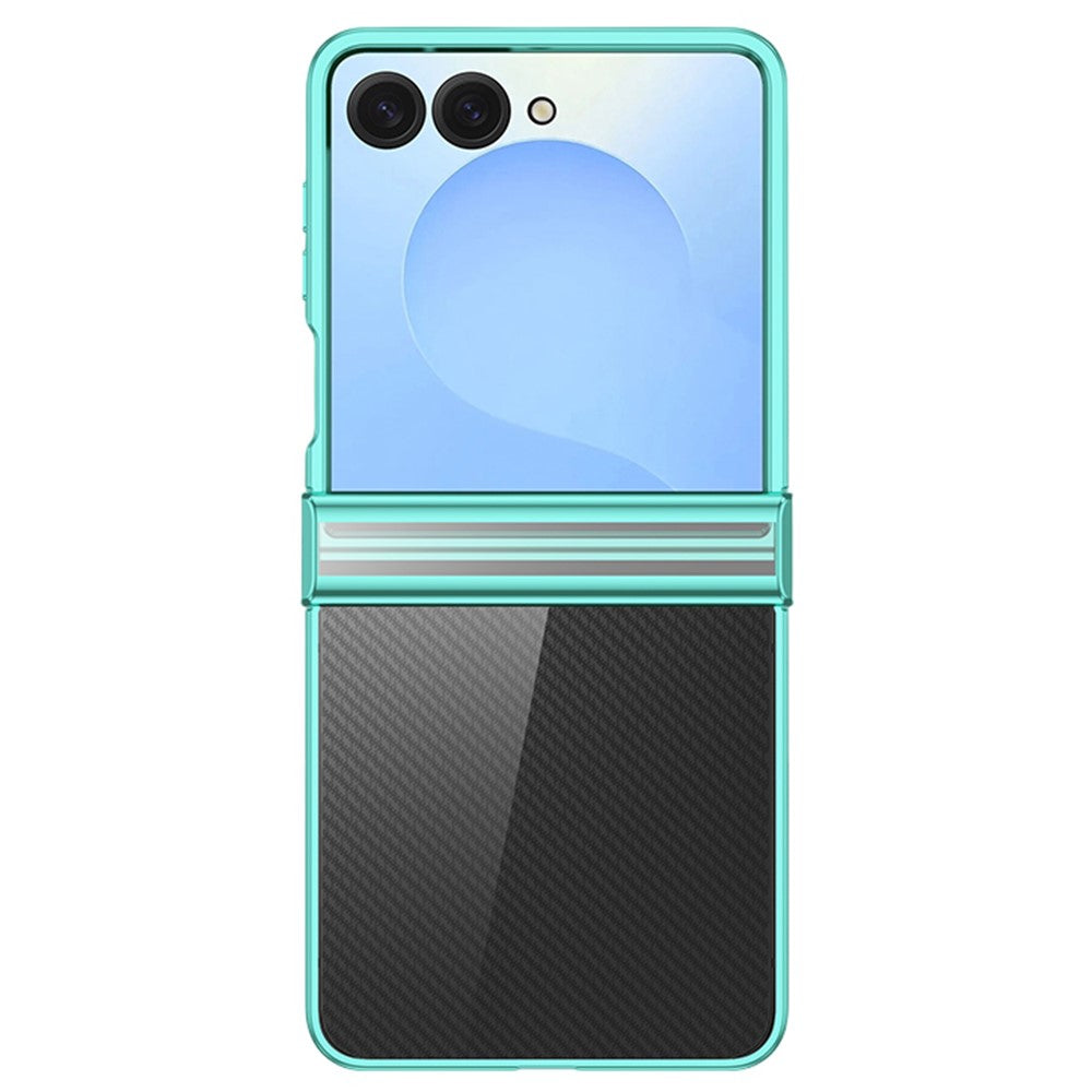 For Samsung Galaxy Z Flip7 5G Case Hinge Design Electroplating PC Clear Phone Cover - Green