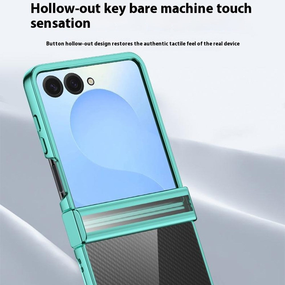 For Samsung Galaxy Z Flip7 5G Case Hinge Design Electroplating PC Clear Phone Cover - Green