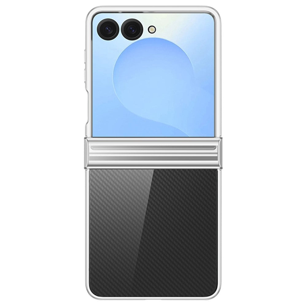 For Samsung Galaxy Z Flip7 5G Case Hinge Design Electroplating PC Clear Phone Cover - Silver