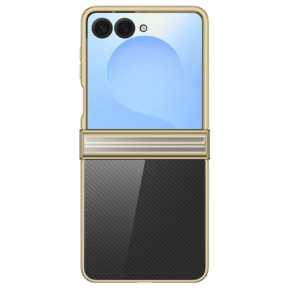 For Samsung Galaxy Z Flip7 5G Case Hinge Design Electroplating PC Clear Phone Cover - Gold