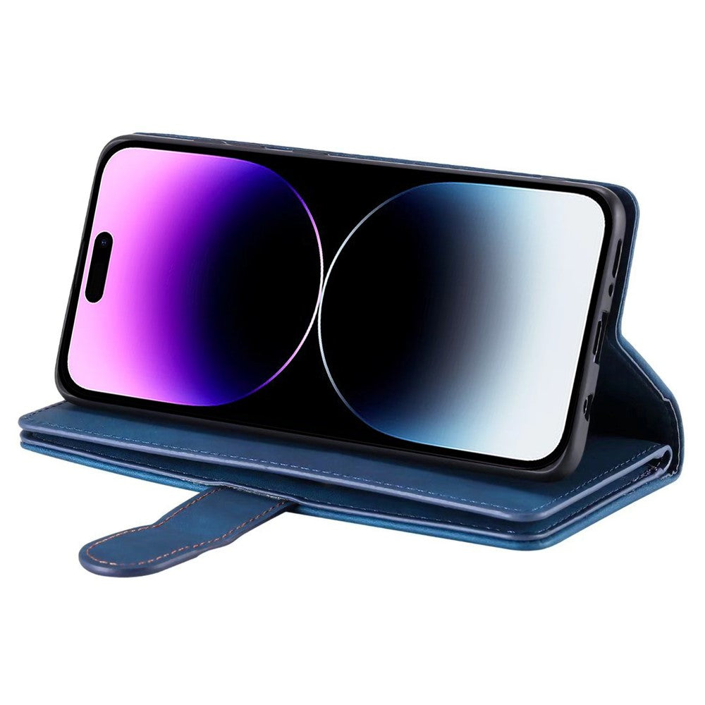 For iPhone 17 Pro Max Case 9 Card Slots Zipper Wallet PU Leather Phone Cover with Wrist Strap - Blue