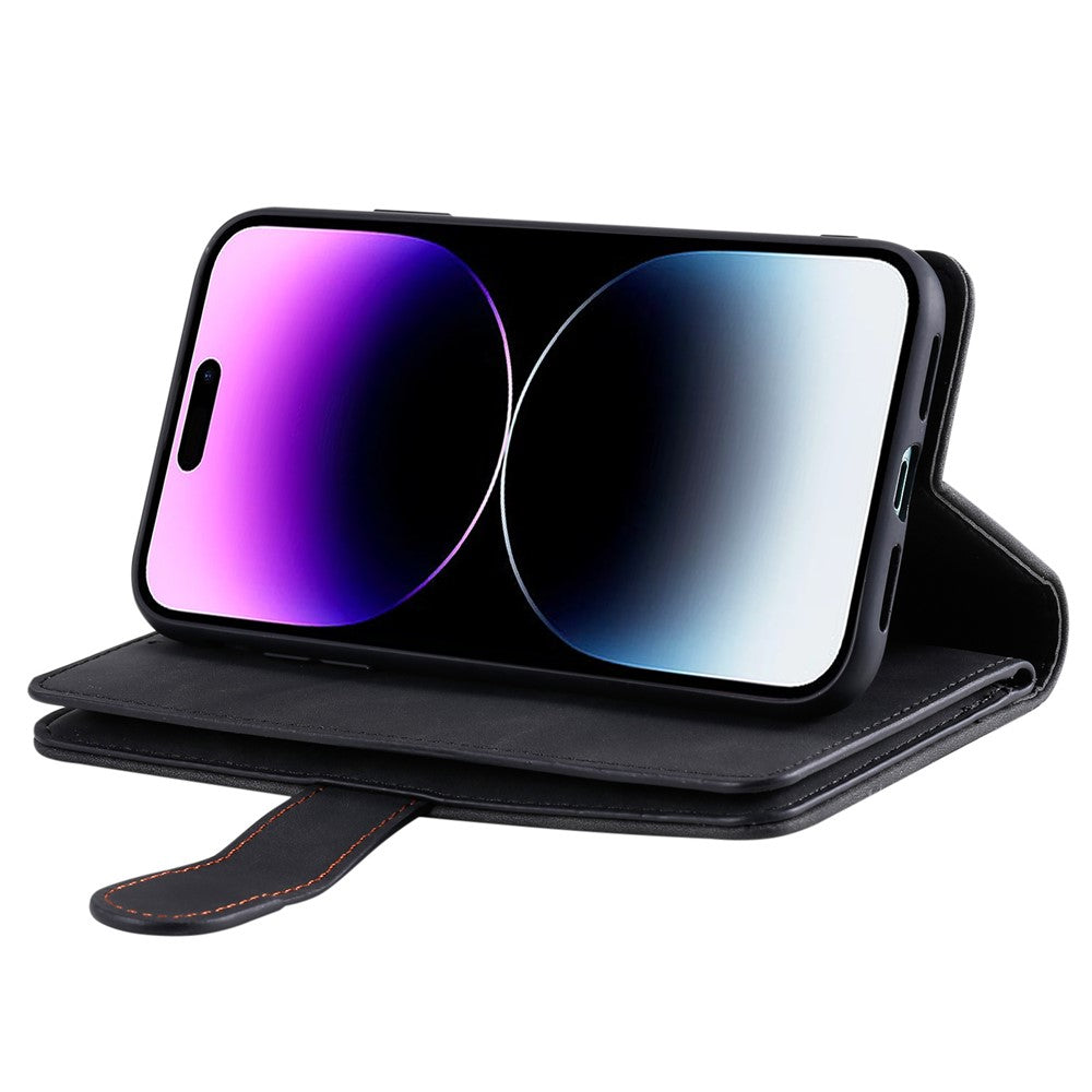 For iPhone 17 Pro Max Case 9 Card Slots Zipper Wallet PU Leather Phone Cover with Wrist Strap - Black