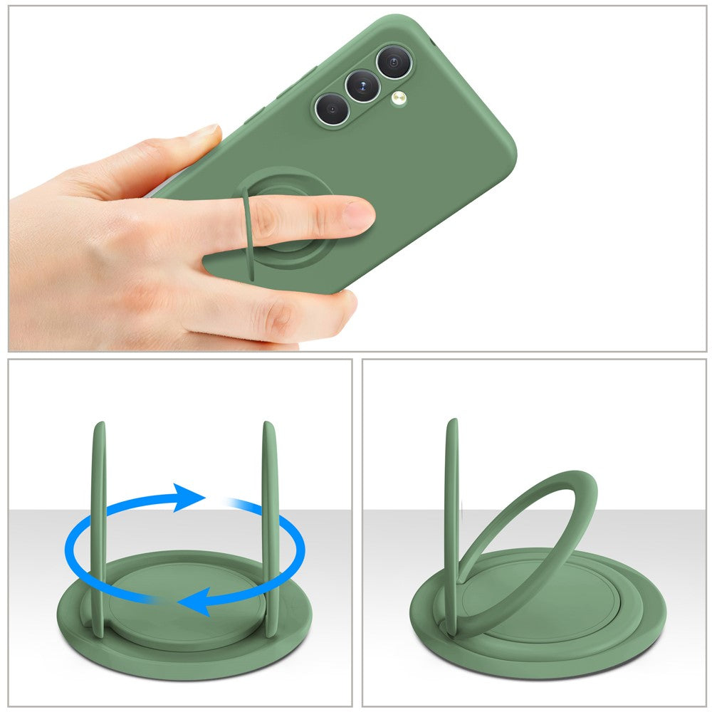 For Samsung Galaxy A17 5G Silicone Case with Strap Ring Kickstand Phone Cover - Black