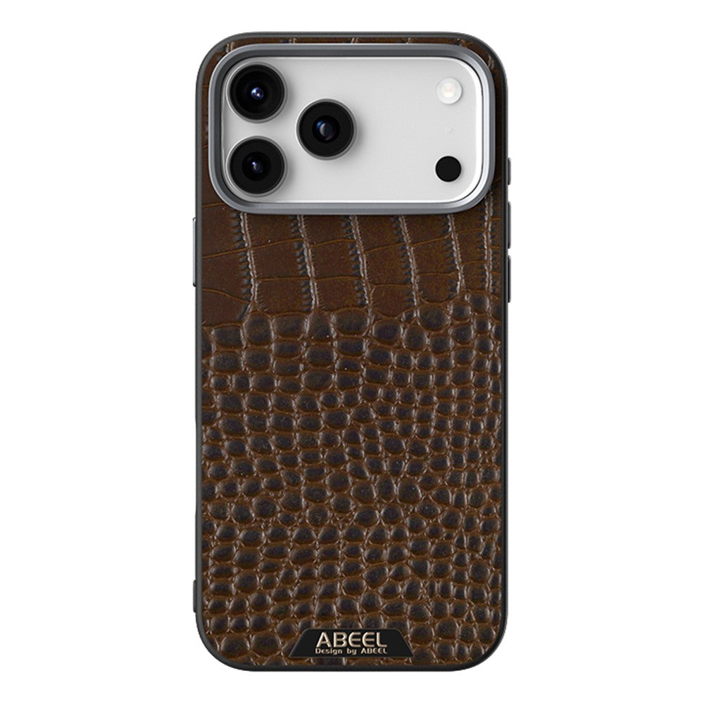 ABEEL For iPhone 17 Pro Max Case Compatible with MagSafe Crocodile Texture Micro-Embossing Back Cover - Coffee