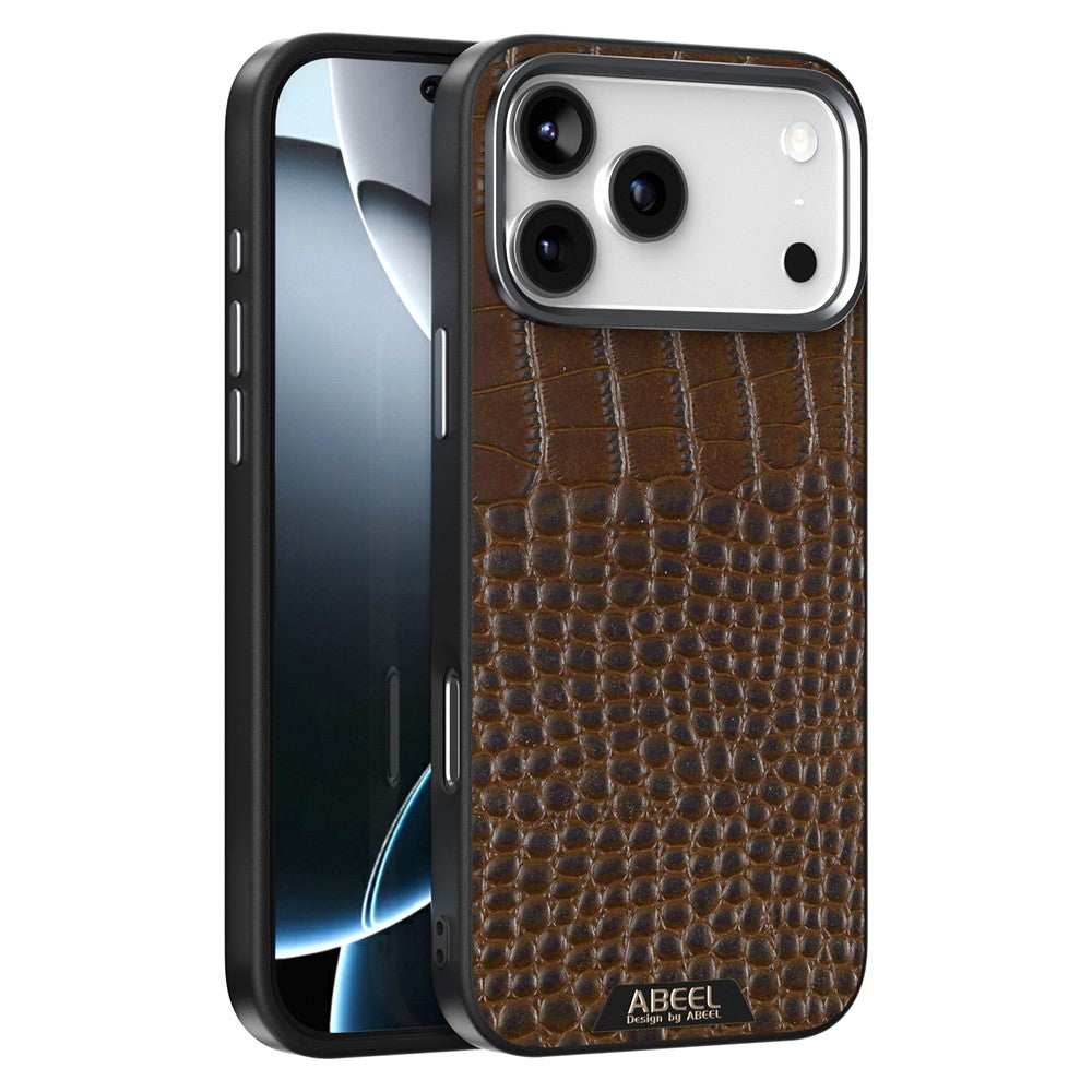 ABEEL For iPhone 17 Pro Max Case Compatible with MagSafe Crocodile Texture Micro-Embossing Back Cover - Coffee
