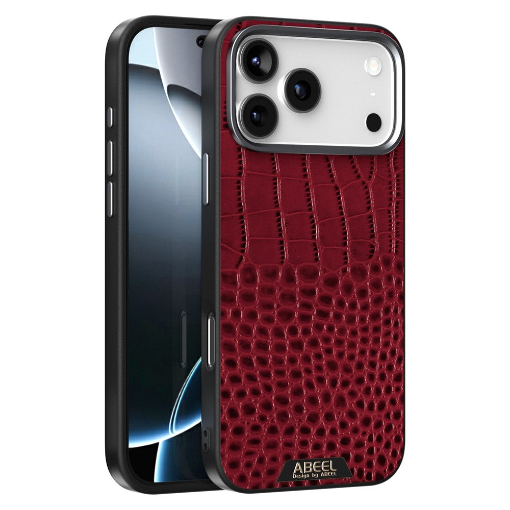 ABEEL For iPhone 17 Pro Max Case Compatible with MagSafe Crocodile Texture Micro-Embossing Back Cover - Red