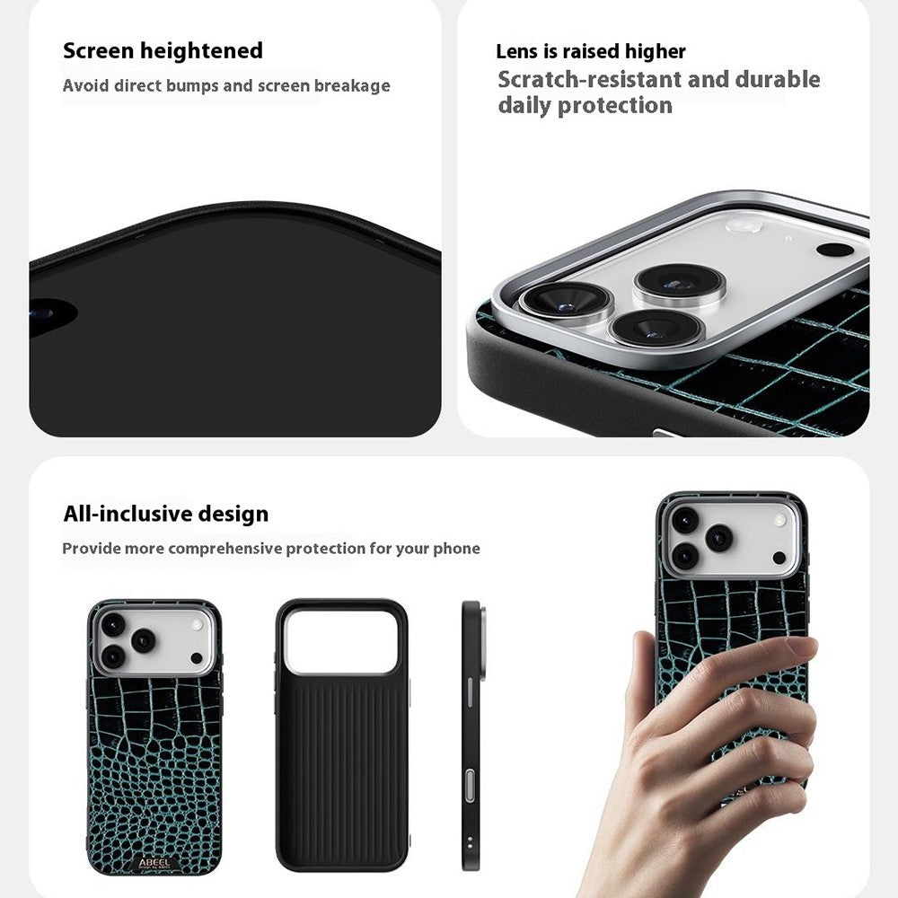 ABEEL For iPhone 17 Pro Max Case Compatible with MagSafe Crocodile Texture Micro-Embossing Back Cover - Red