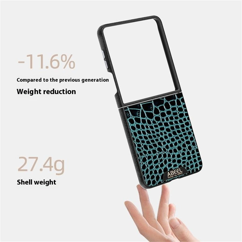 ABEEL For Samsung Galaxy Z Flip7 5G Case Compatible with MagSafe Crocodile Texture Micro-Embossing Back Cover - Green