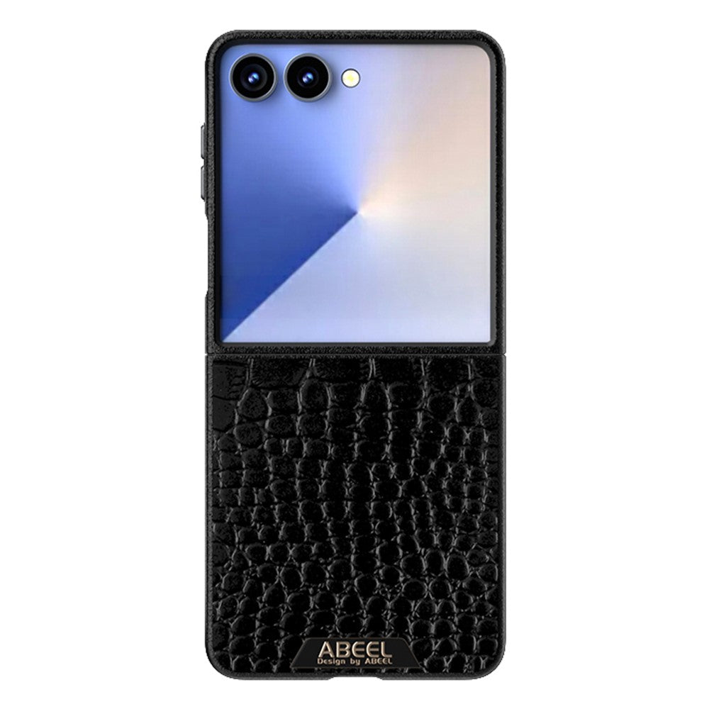 ABEEL For Samsung Galaxy Z Flip7 5G Case Compatible with MagSafe Crocodile Texture Micro-Embossing Back Cover - Black